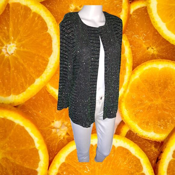 Alex‎ Evenings Open Front Sequin Blouse Top Size Medium - Picture 1 of 8